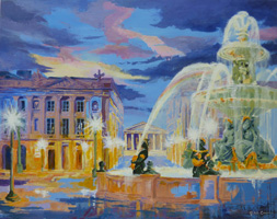 Michele CARER - peintre - toile - La fontaine des fleuves