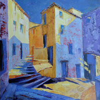 Michele CARER - peintre - toile - Provencal village lane