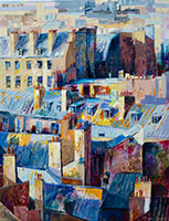 Michele CARER - peintre - toile - Paris roofs