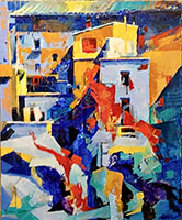 Michele CARER - peintre - toile - BROKEN VILLAGE (inspiré par la catastrophe de la vallée de la Roya)