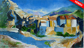 Michele CARER - peintre - toile - Village and colors