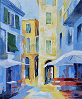 Michele CARER - peintre - toile - Au coin de la Rue