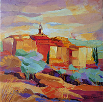 Michele CARER - peintre - toile - SEUL DANS LA GARRIGUE