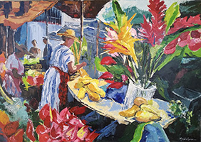 Michele CARER - peintre - toile - March� exotique