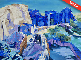 Michele CARER - peintre - toile - An old ship in Les  Baux de Provence