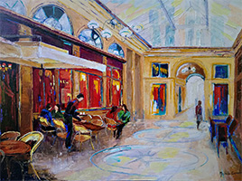 Michele CARER - peintre - toile - UN MATIN SOUS LA VERRIRE DU PASSAGE VIVIENNE